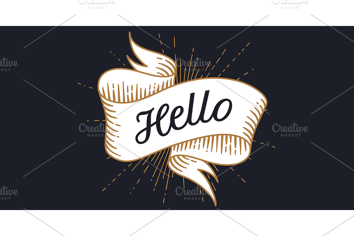 Hello. Banner ribbon, an Object Illustration by Foxys Graphic (Photo 1 of 3)