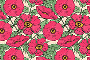 Dog-roses set and seamless pattern, a Decorative Illustration by Good Studio (Thumbnail 3 of 9)