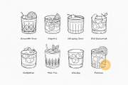 Cocktail Bundle, Line Art Clipart, a Food Illustration by Pretty Meerkat (Thumbnail 3 of 8)