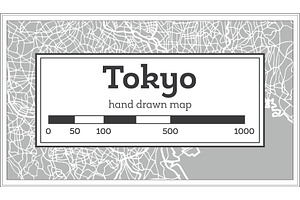 Tokyo Map In Retro Style.