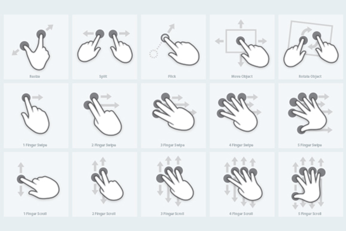 40 Vector MultiTouch Gestures, an Icon by Medialoot