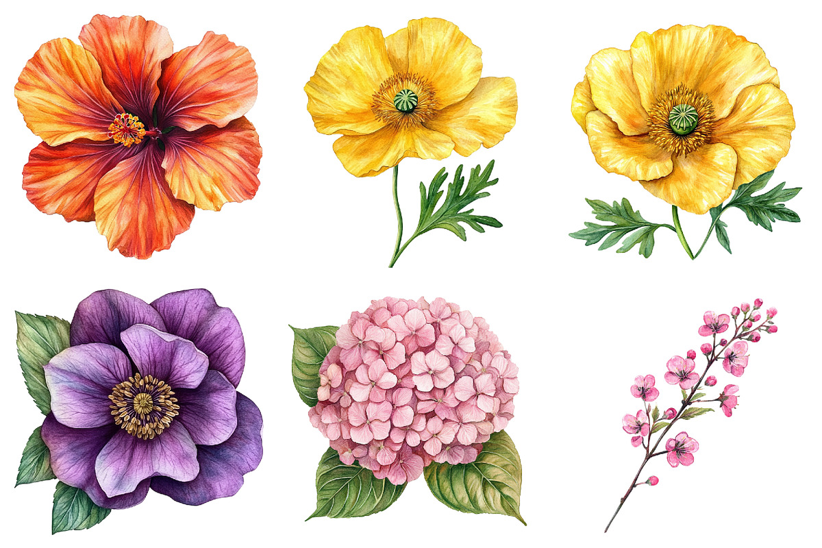 Watercolor Wildflower Clipart Bundle, a Seasonal Illustration by CitraGraphics (Photo 9 of 10)