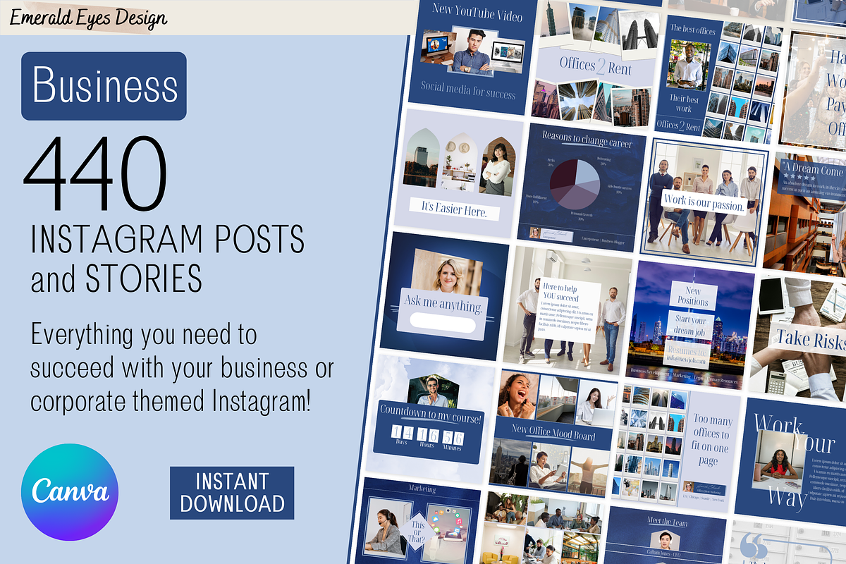 440 Canva Blue Business Corporate, a Social Media Template by Emerald Eyes Design (Photo 1 of 12)