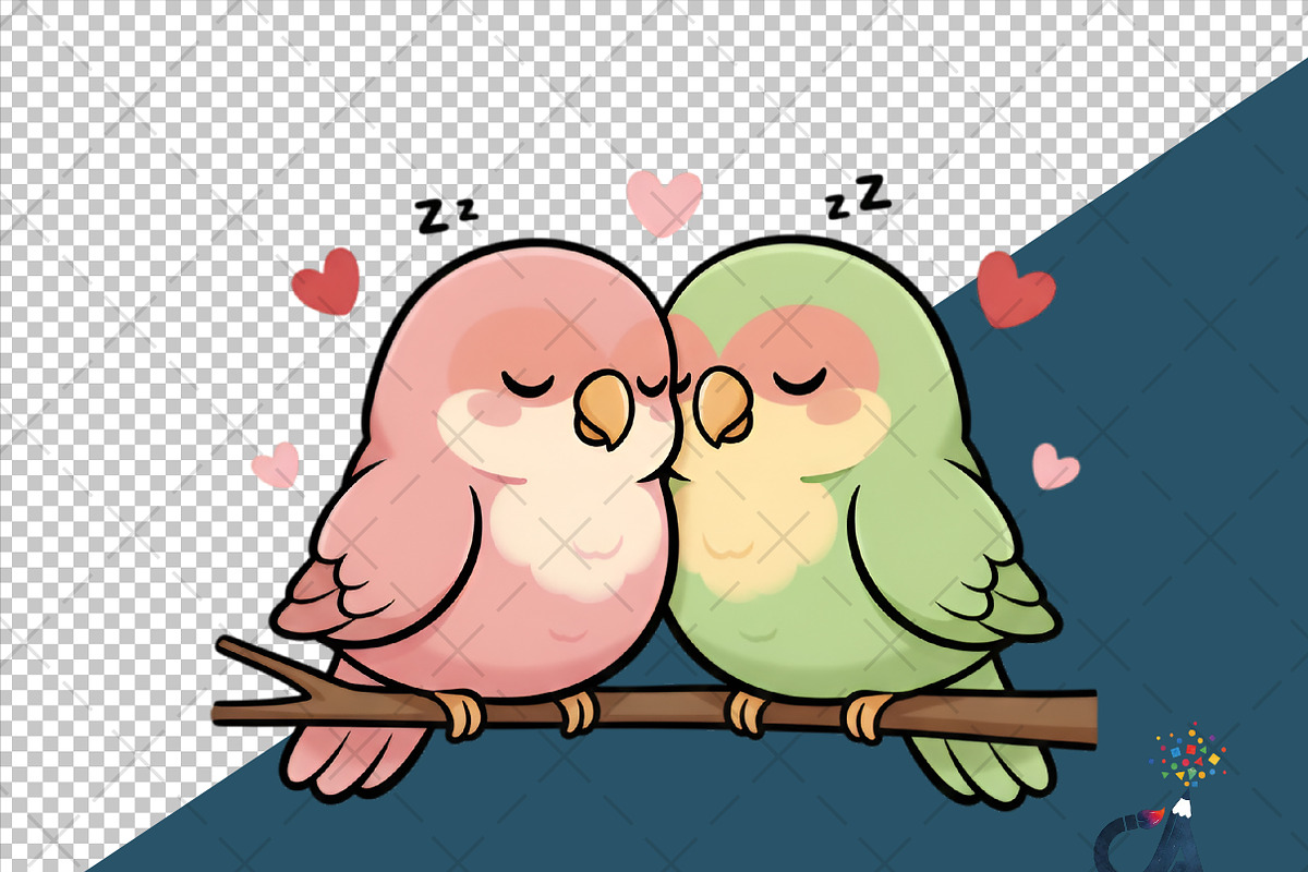Adorable Lovebirds Cuddling Png, an Illustration by Creative Art (Photo 6 of 6)