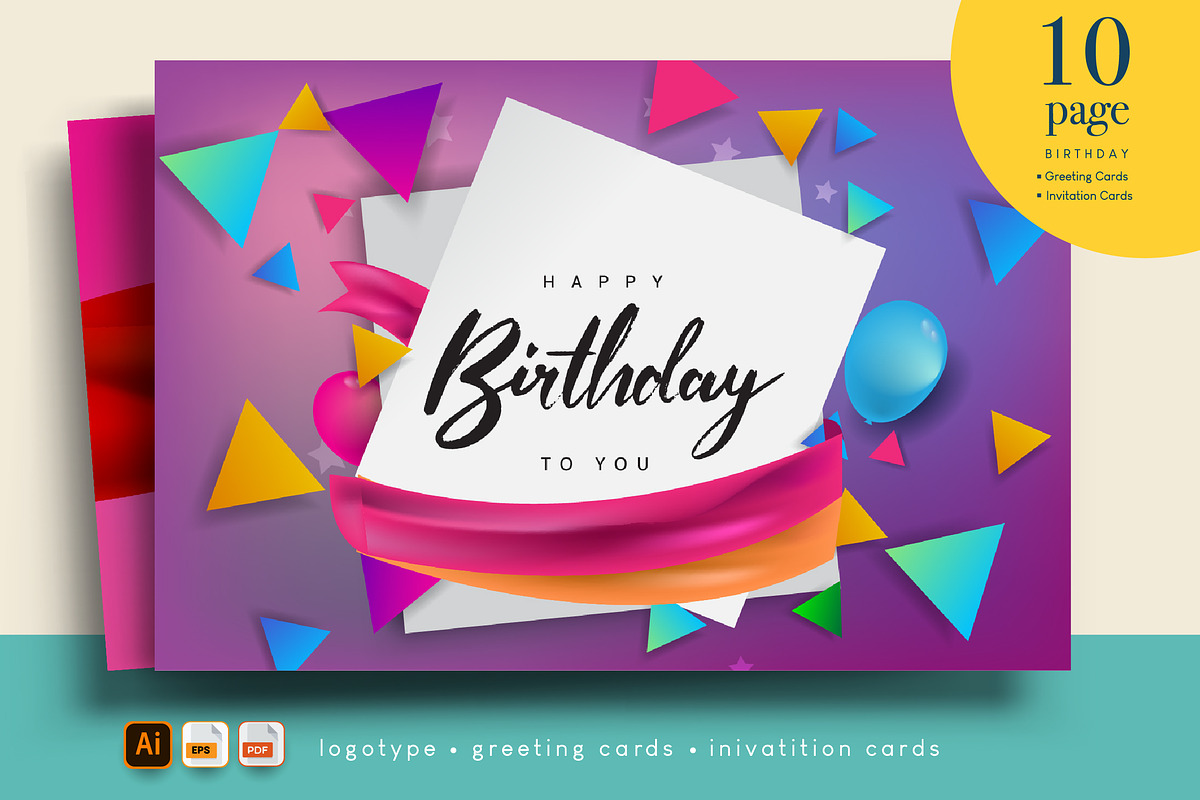 10 Pages Birthday Invitation Cards, an Invitation Template by OtpirusGraphic (Photo 5 of 6)