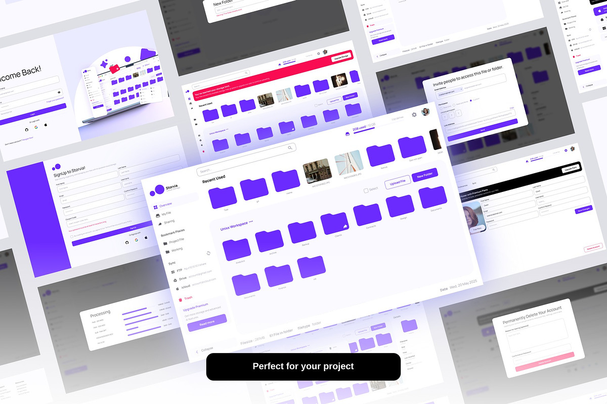 Storvia - AI Based Cloud Storage, an UI Kit Template by nixxdesign (Photo 5 of 5)