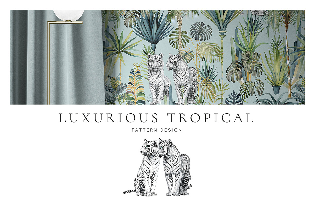 Wilderness, luxury tropical Patterns, a Wallpaper Graphic by Pink Linen (Photo 14 of 14)