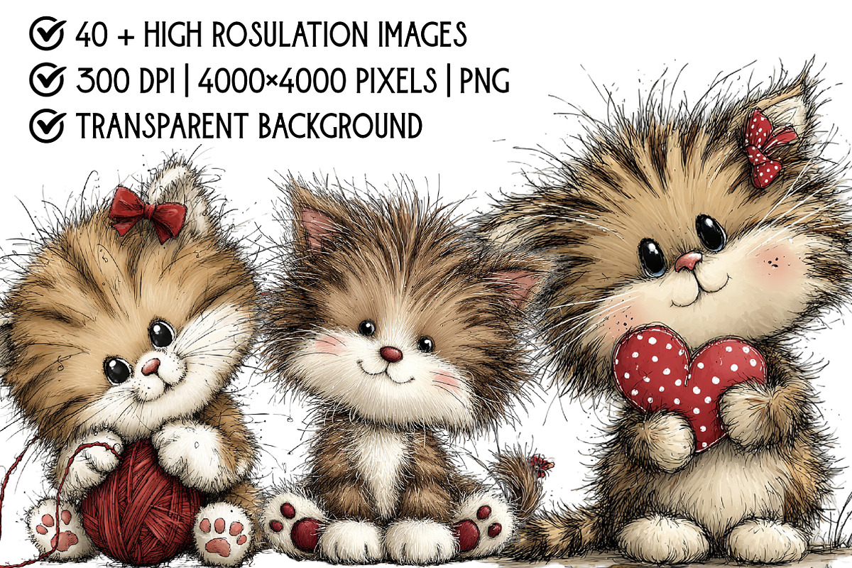 Cute Cat Clipart Bundle, an Illustration by Pixels.Craft (Photo 4 of 6)