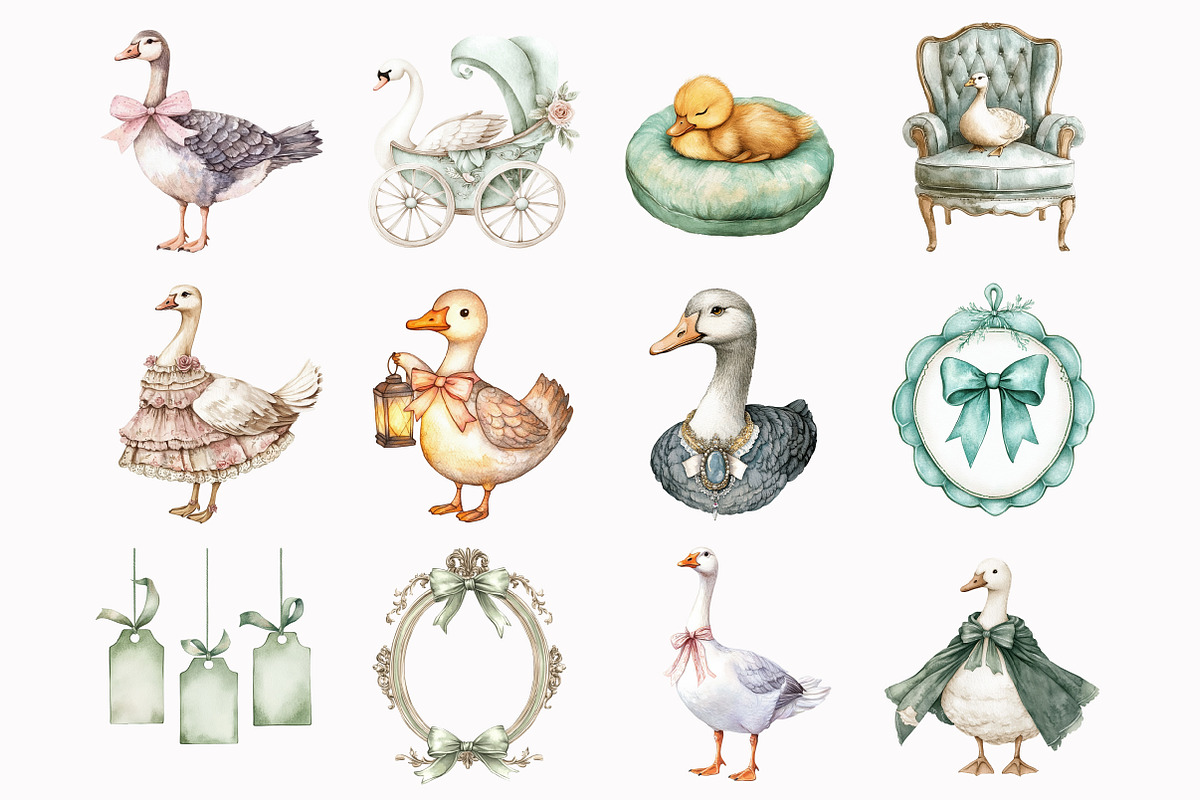 Watercolor Silly Goose Clipart, an Illustration by Design Market (Photo 5 of 5)