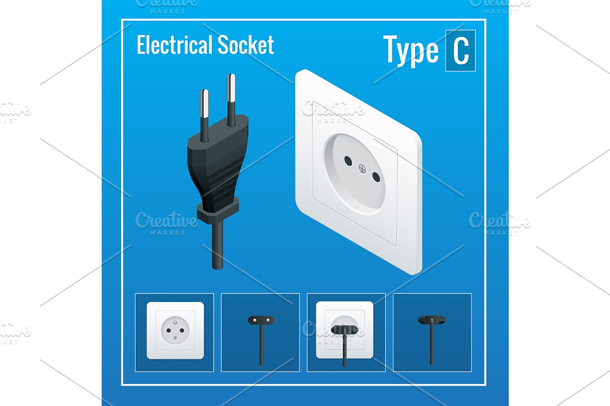 Isometric Switches and sockets set. Realistic vector illustration., an ...