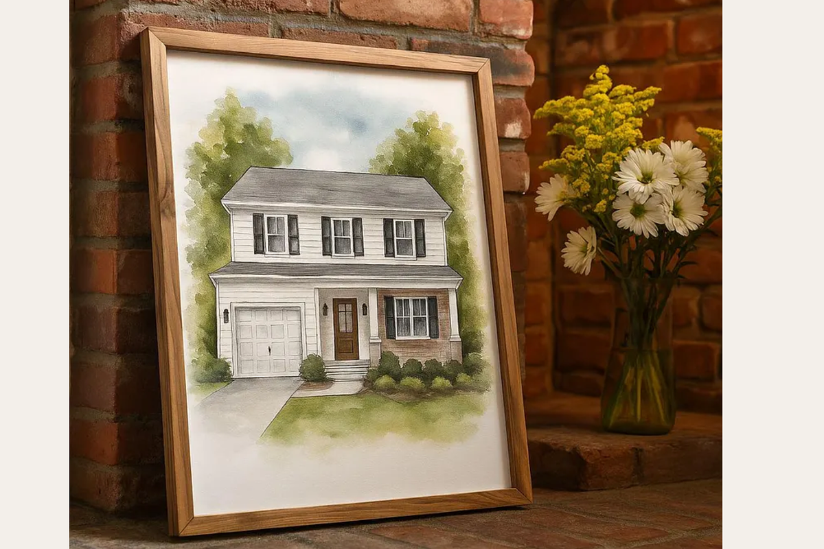 watercolor home portrait, an Object Illustration by HubbaDigitals (Photo 6 of 8)
