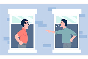 Male neighbors fight. Men scream, a Person Illustration by LadadikArt