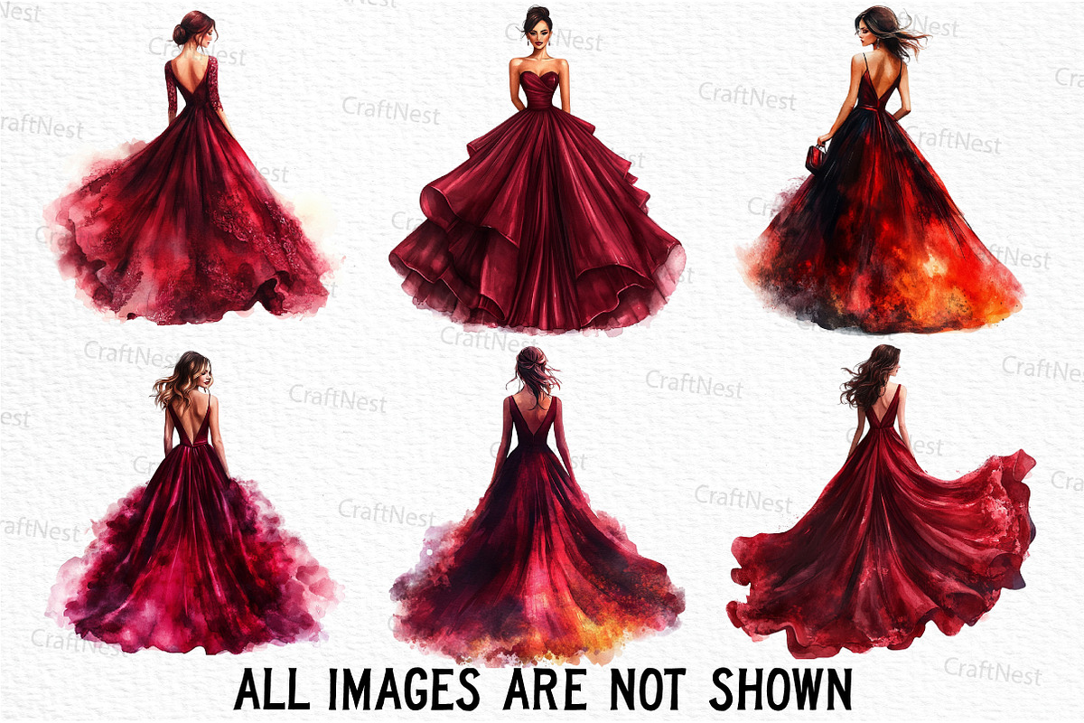 Burgundy Woman Watercolor Clipart, an Illustration by Craft Nest (Photo 4 of 6)