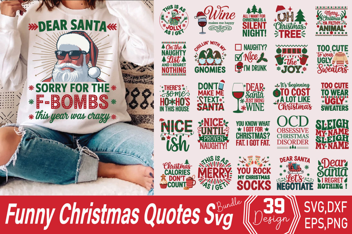 Funny Christmas Quotes Svg Bundle, an Object Graphic by DollarSmart
