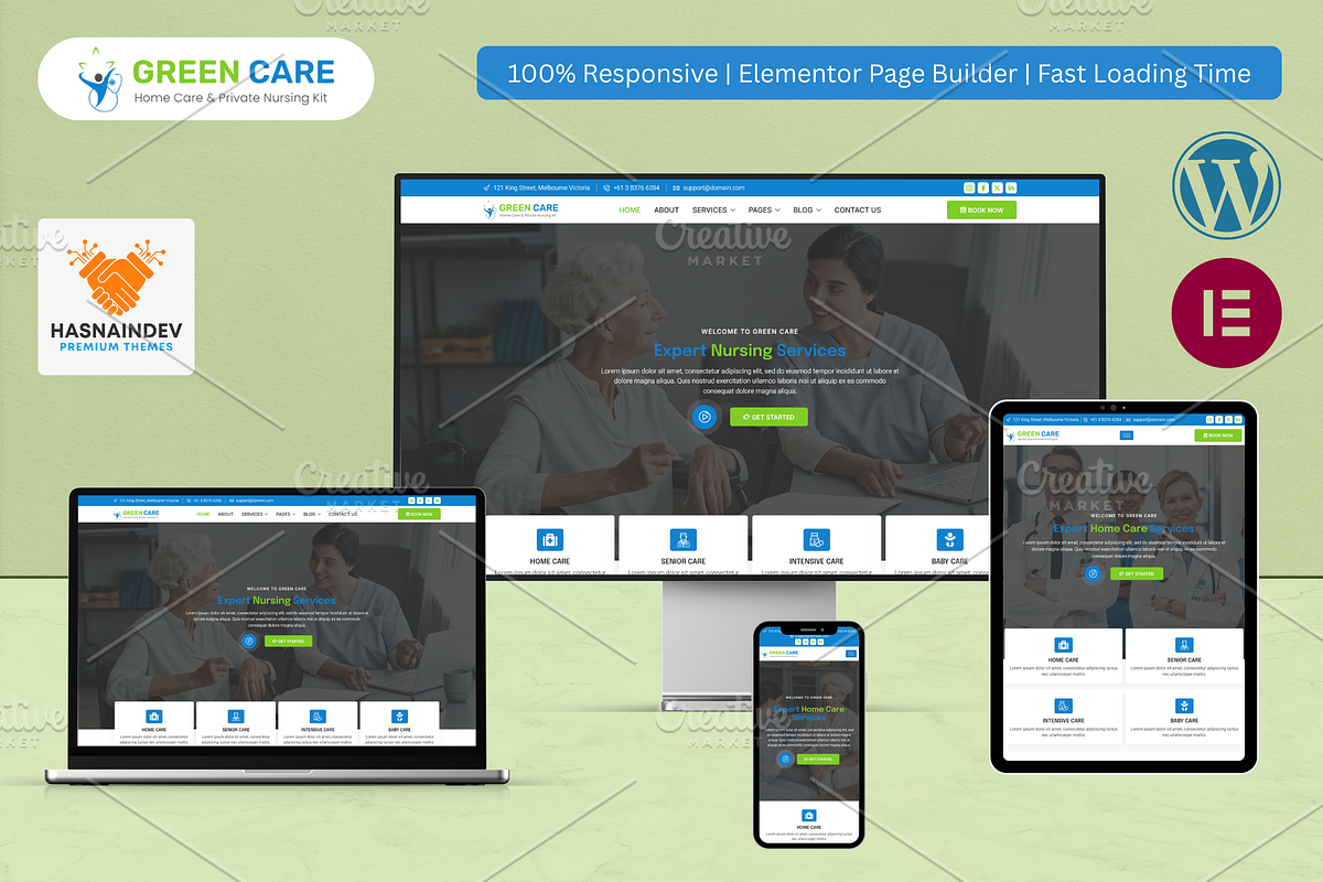 Home Care & Private Nursing Template, a WordPress Template by HasnainDEV (Photo 1 of 5)