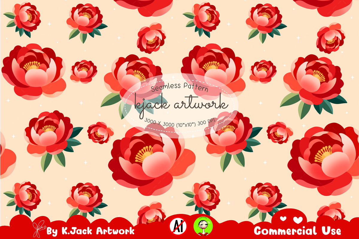 Lunar New Year Floral Pattern, a Background Graphic by K.JackArtwork (Photo 1 of 8)