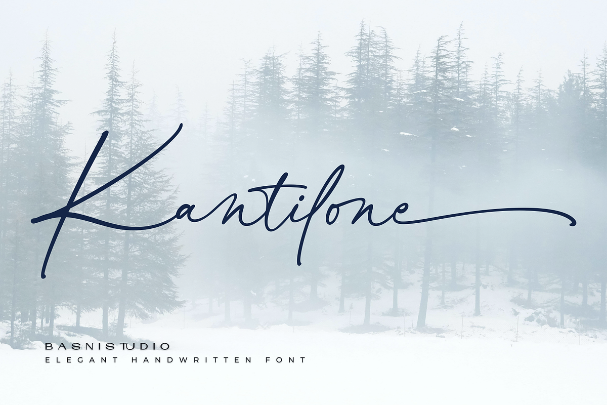 Kantilone - Elegant Handwritten Font, a Handwritten Font by Basnistudio (Photo 1 of 12)