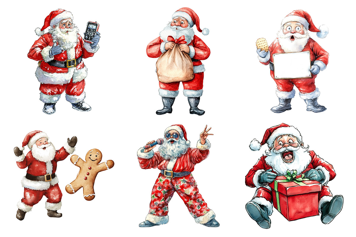 Funny Christmas Santa Clipart Bundle, an Illustration by Daily.Designs (Photo 2 of 5)