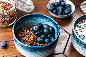 Granola with chocolate, nuts and fre, a Food & Drink Photo by Edalin's Store