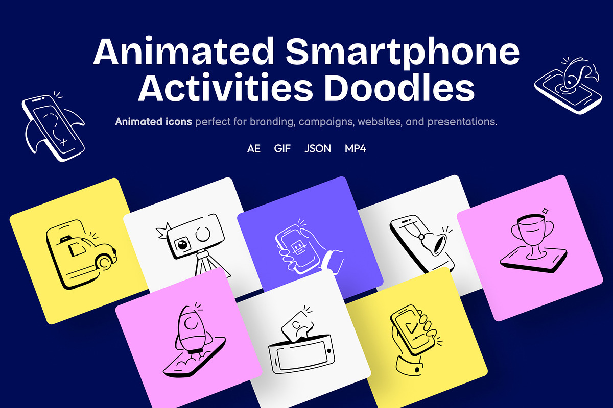 Animated Smartphone Activities Icons, an Outline Icon by Vectors Market (Photo 1 of 3)