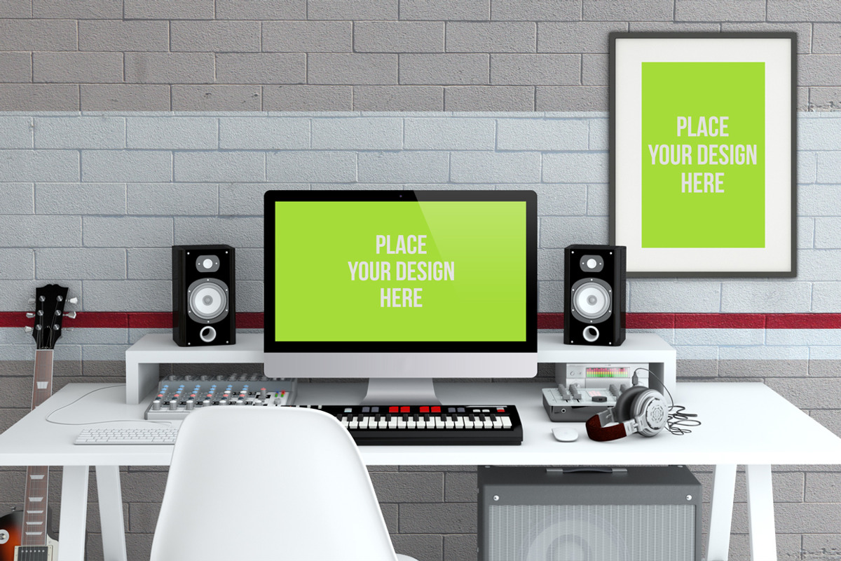 Home Recording Studio Mock-Up #2, a Mac Mockup by Bobboz Store (Photo 4 of 5)