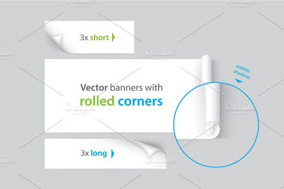 Vector Banners With Rolled Corners.