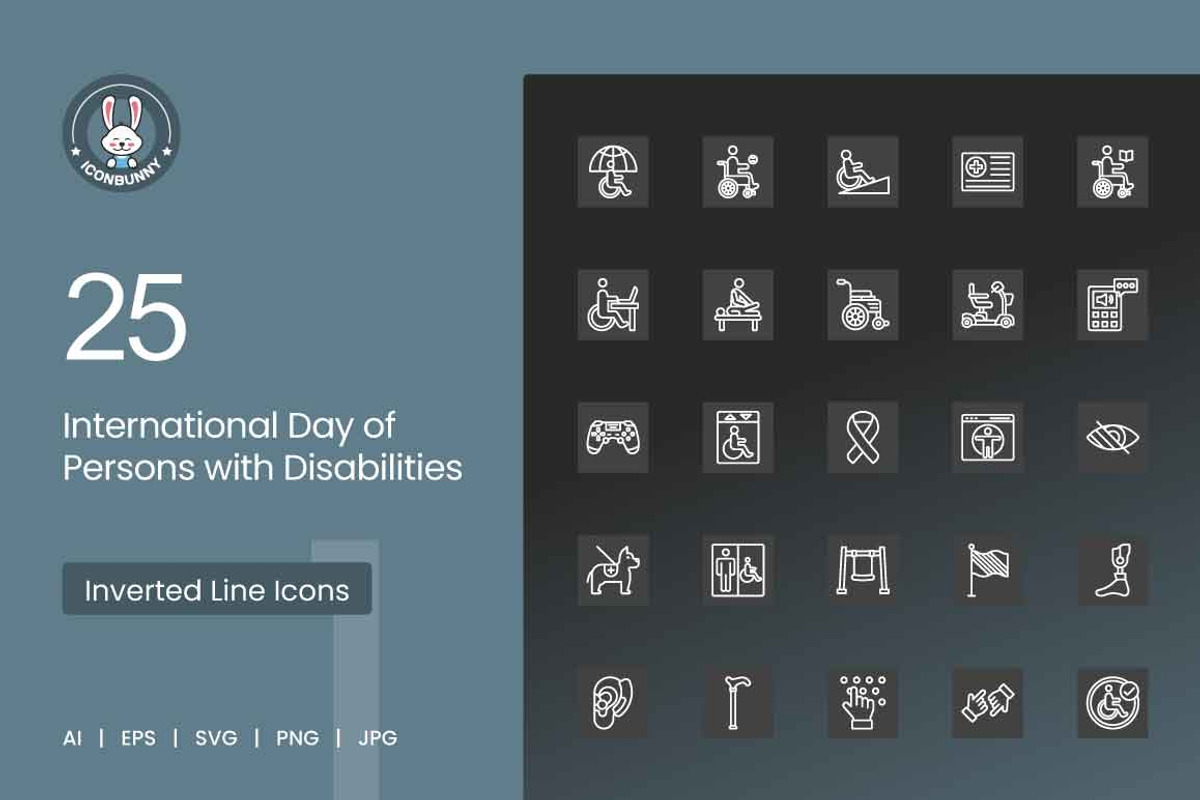 25 Disability Inclusion Icons, an Outline Icon by IconBunny (Photo 1 of 2)