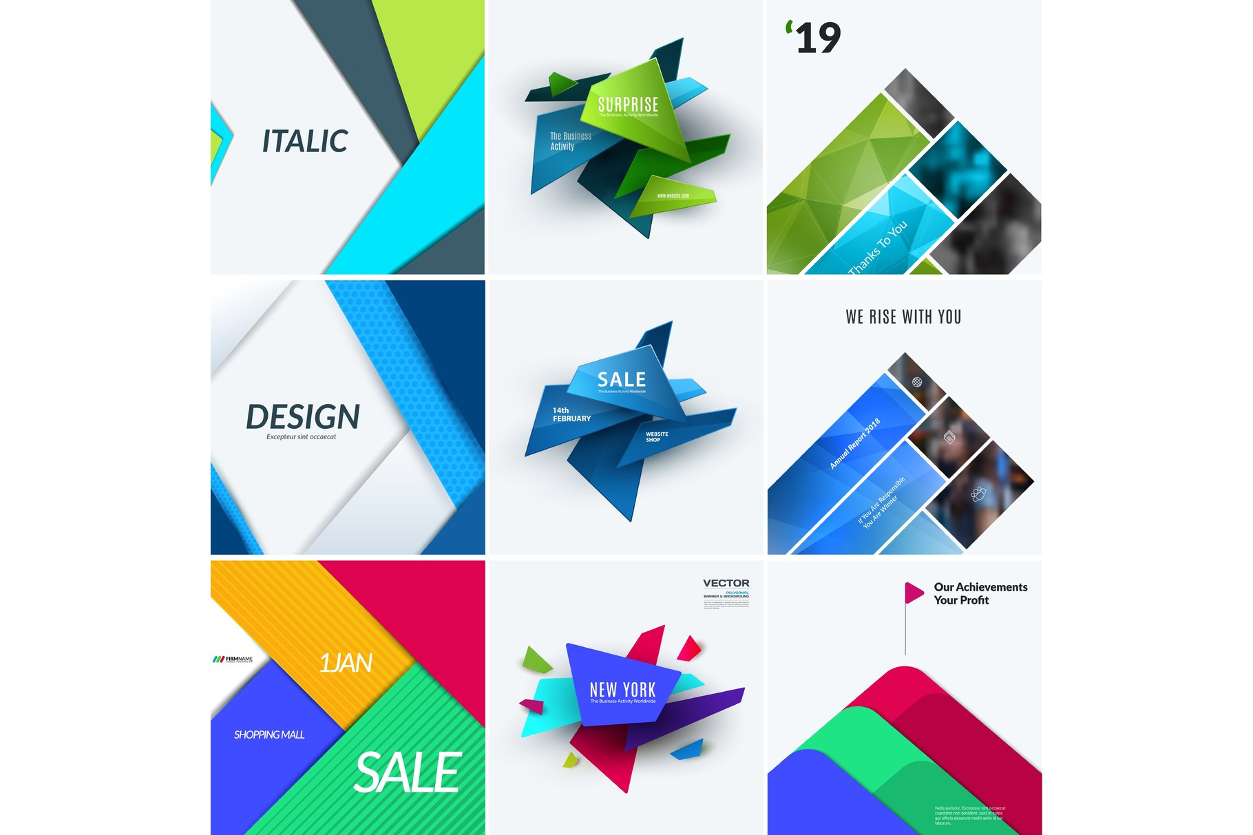 Set of abstract vector design for graphic template. Creative modern ...