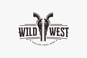 Cowboy Firearm, Gun, Revolver Logo