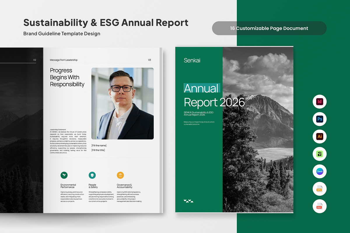 Sustainability Annual Report, a Brochure Template by trabaskriya (Photo 1 of 6)