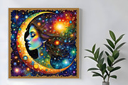 Women in the Moon and Sky, a Person Illustration by Sharon Schwalbe (Thumbnail 2 of 5)