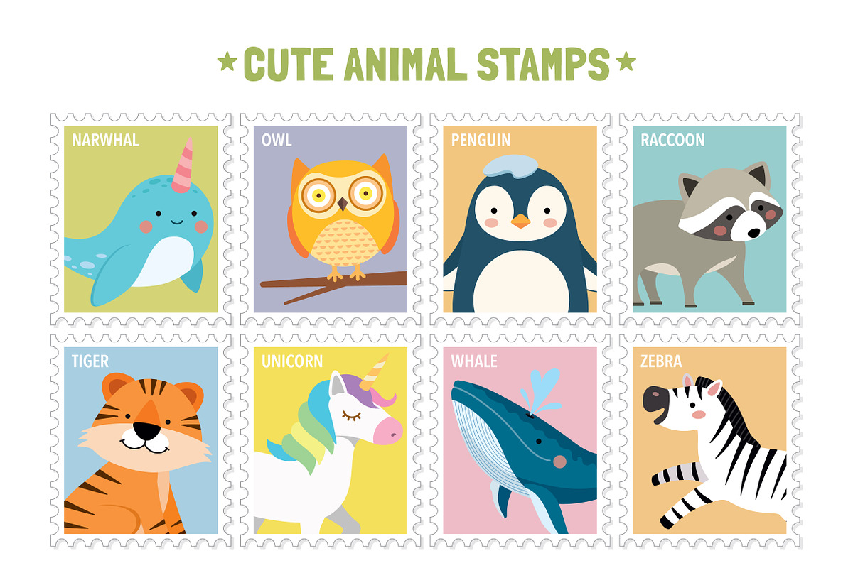 Cute Animal Stamps, an Animal Illustration by GennyOnThePaper (Photo 2 of 6)