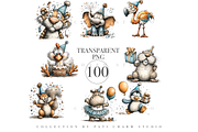 100 Birthday Animal Clipart PNGs, an Animal Illustration by Pati Charm Studio (Thumbnail 4 of 9)