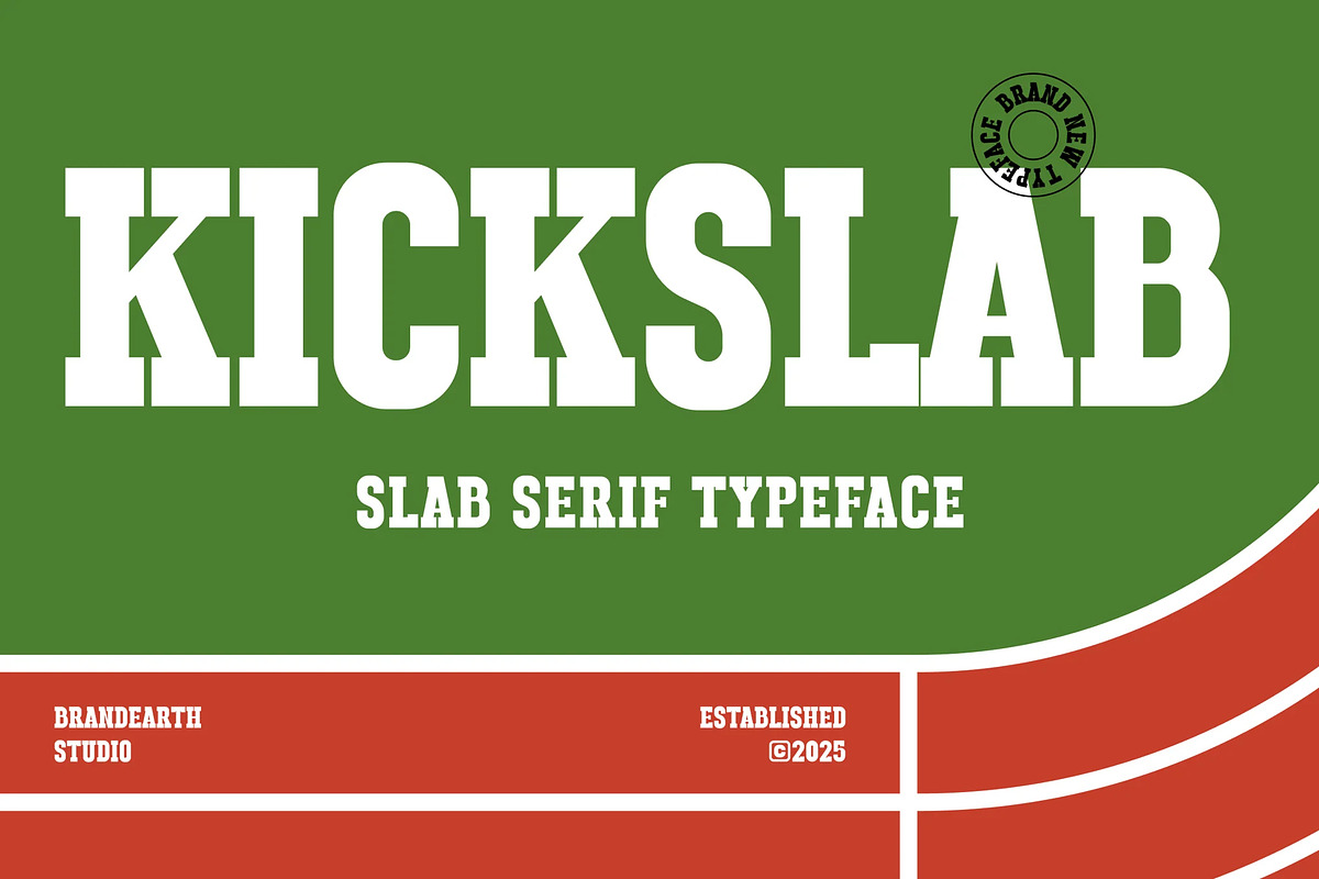 Kickslab – Athletic Slab Serif Font, a Slab Serif Font by Brand Earth (Photo 1 of 7)