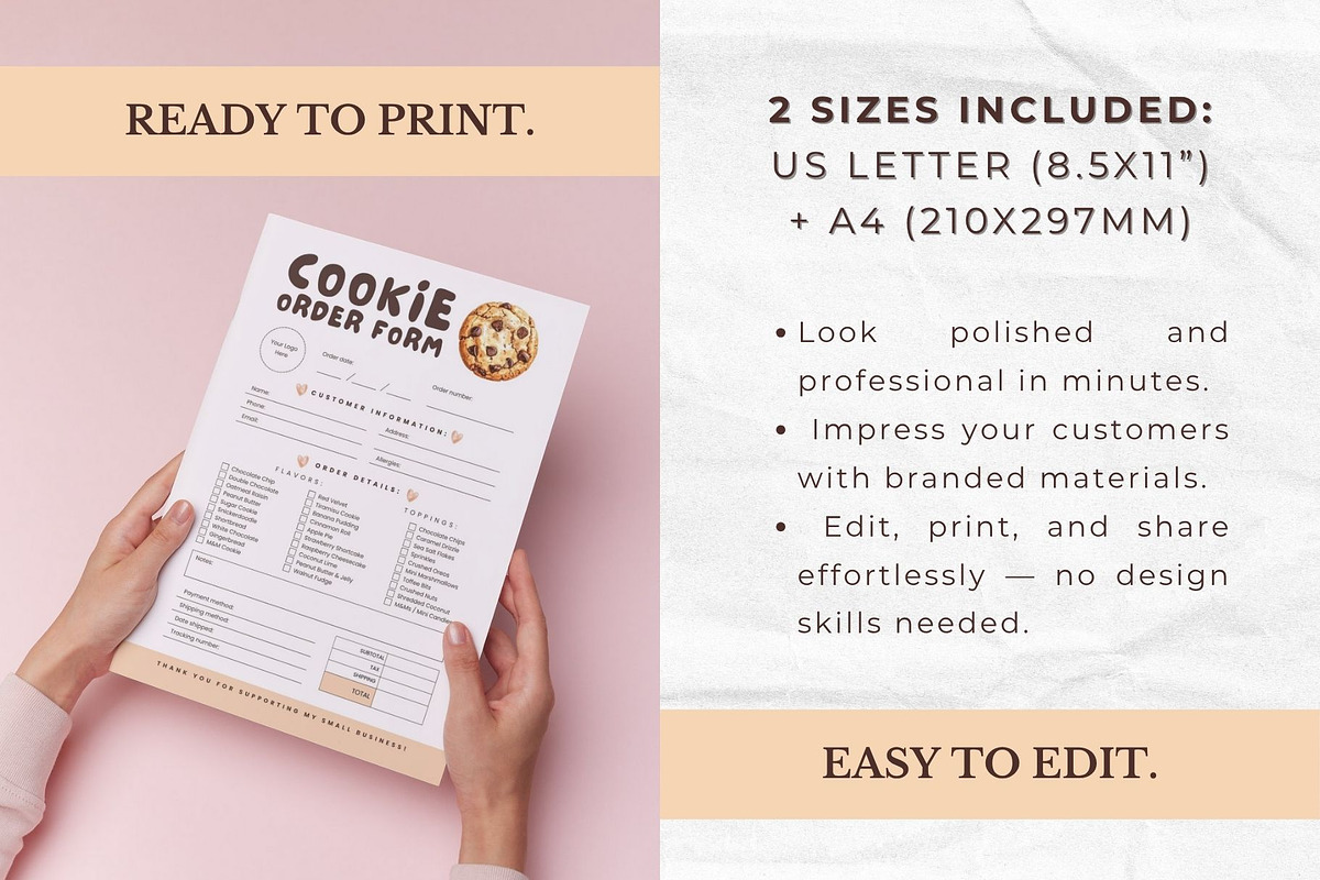 Cookie Order Form Editable Template, a Stationery Template by Anna Design Studio (Photo 2 of 7)