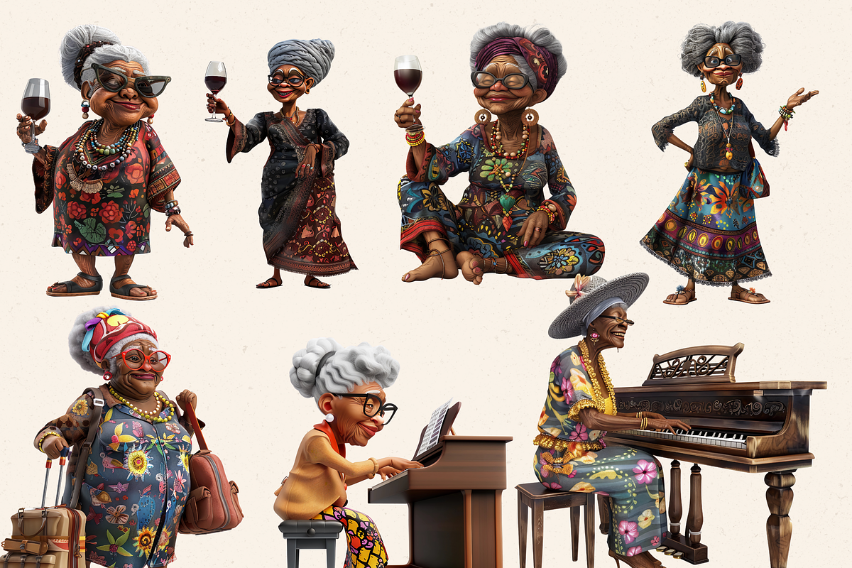 MODERN GRANDMOTHERS CLIPART PACK, a Person Illustration by Daring Digies (Photo 2 of 7)