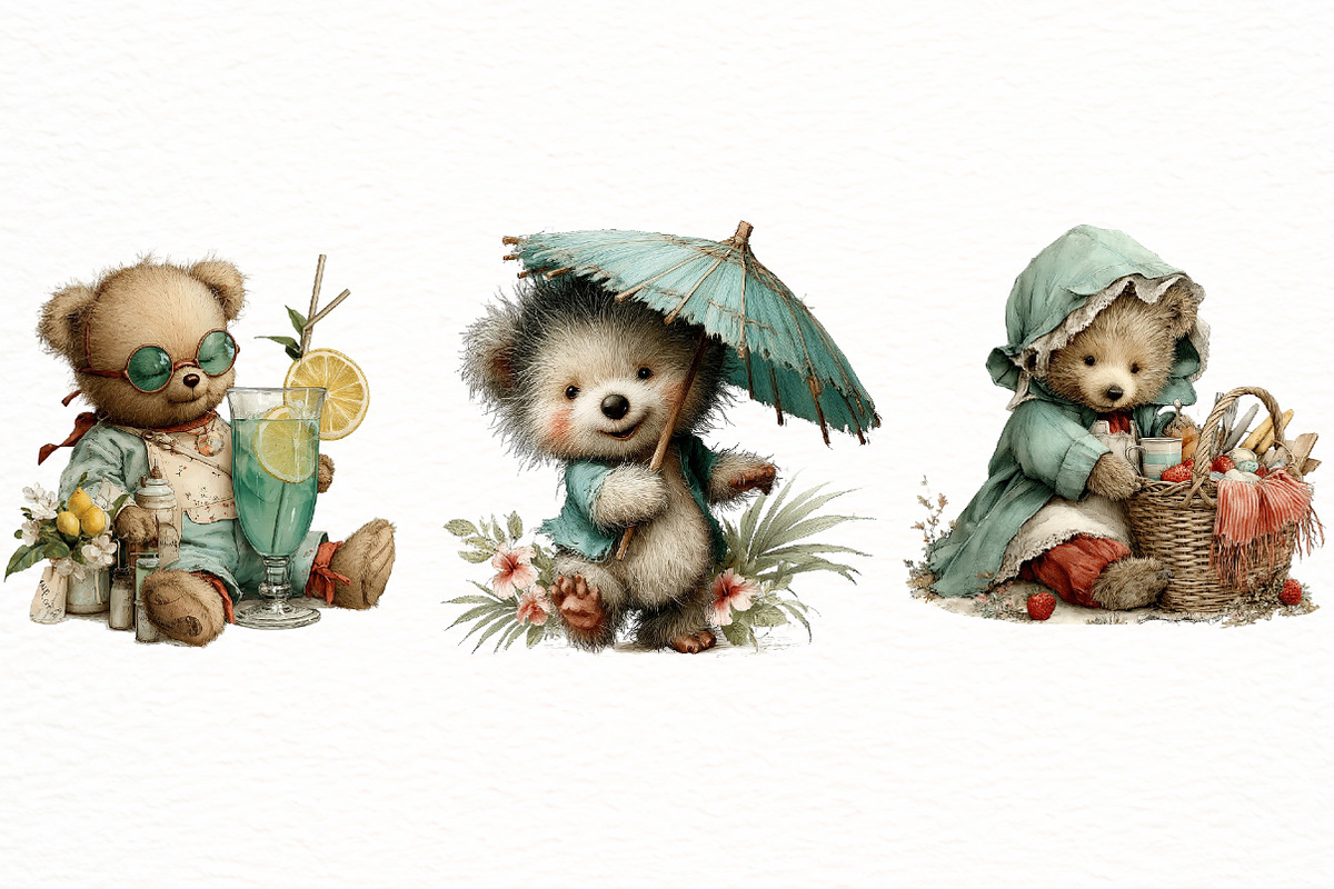 Whimsical SUmmerTeddy Bear Clipart, an Illustration by Designworld (Photo 3 of 5)