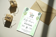 Green Baby Shower Invitation Card, an Invitation Template by TheSimplySereneShop (Thumbnail 2 of 11)
