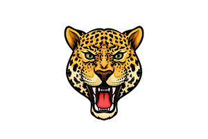 Jaguar Head Isolated Cartoon Mascot Design