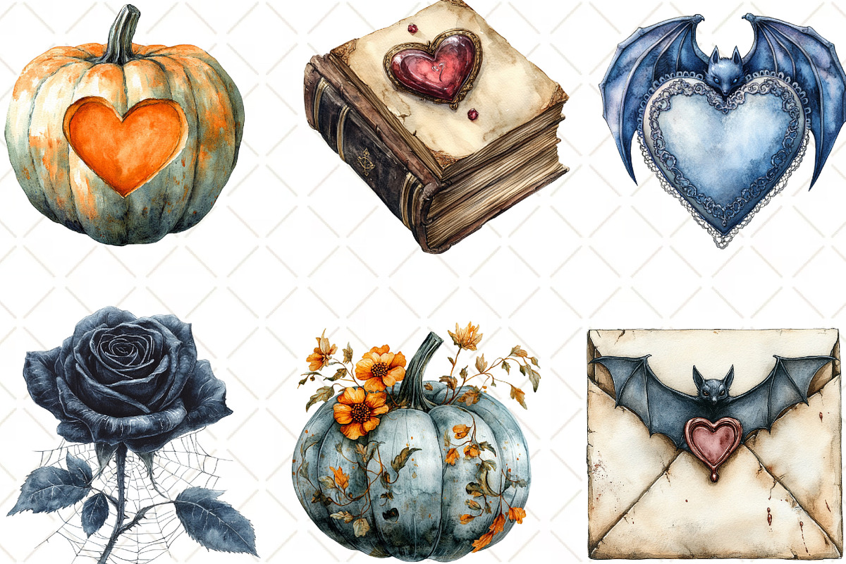 Romantic Halloween Clipart, an Illustration by Black Bird Studio (Photo 5 of 6)