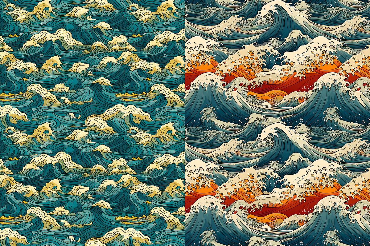 Waves of Japan: Seamless Patterns, a Pattern Graphic by TheBlackPixelCo (Photo 6 of 8)