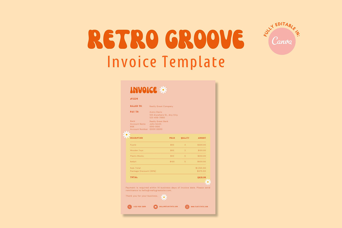 Retro Invoice Template, a Stationery Template by Hell Yeah Designs