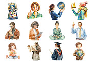 Watercolor Teacher Clipart, an Illustration by Design Market (Thumbnail 2 of 3)