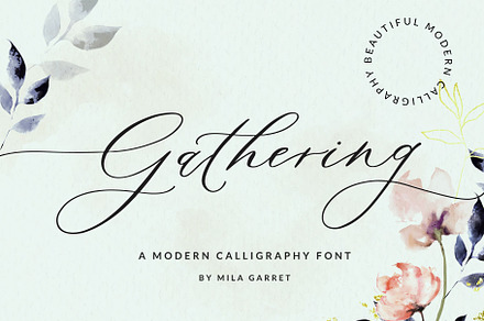 Gathering Calligraphy Wedding Script, a Script Font by Mila Garret