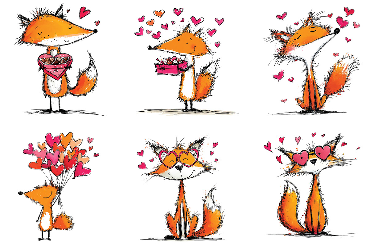 Whimsical Quirky Valentine Fox Clipa, a Graphic by CraftArtStudio (Photo 2 of 6)