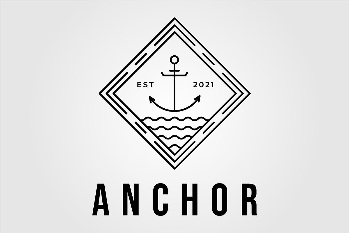 minimalist anchor and marine logo, an Illustration by Rizkaarishandy_shop