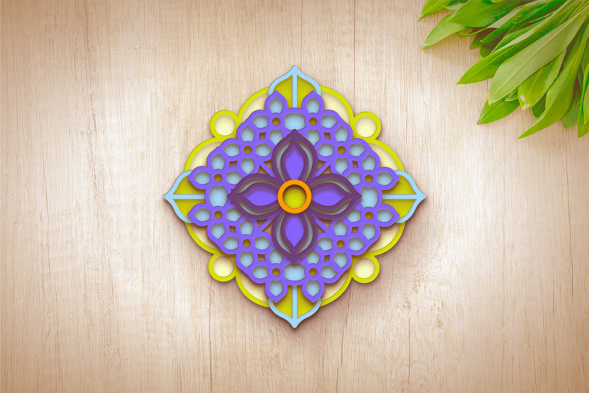 3D Lilac Flower Mandala - SVG Cut Fi, an Object Graphic by Arshad Ali (Photo 8 of 8)