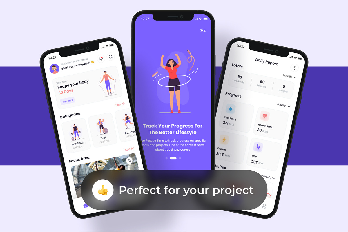 WORKA - Work Out App UI Kits, an App Template by CreativeUI (Photo 5 of 8)