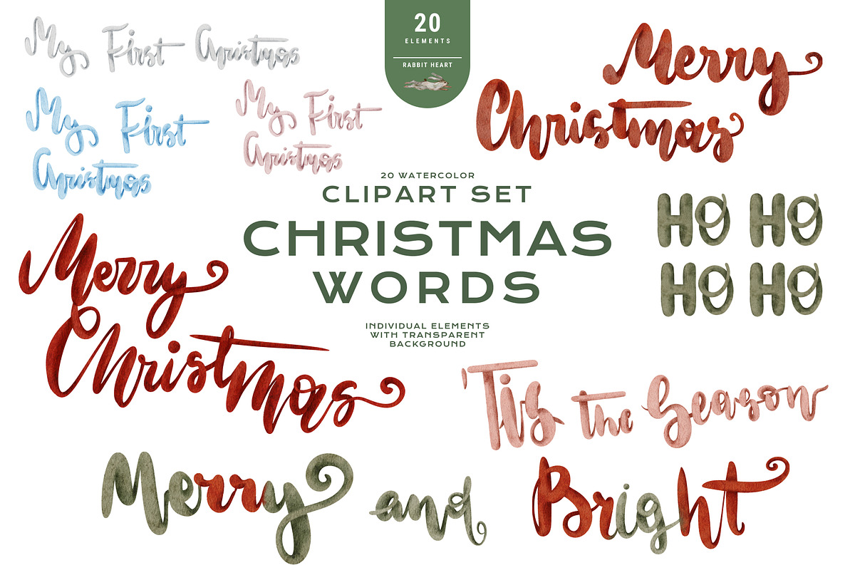 Hand Drawn Merry Christmas Lettering, an Illustration by Rabbit Heart (Photo 1 of 9)