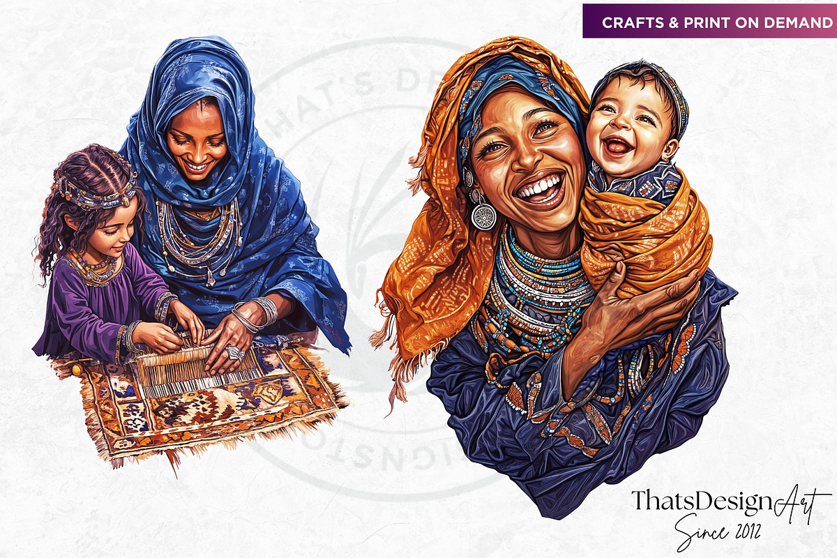 Berber Tuareg Woman clipart Set, a Person Illustration by ThatsDesignArt (Photo 7 of 10)